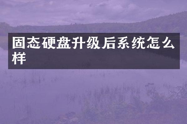 固态硬盘升级后系统怎么样
