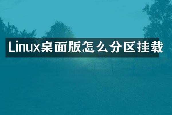 Linux桌面版怎么分区挂载