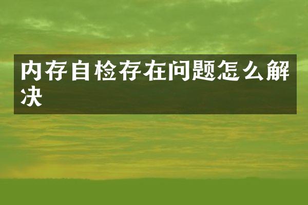 内存自检存在问题怎么解决