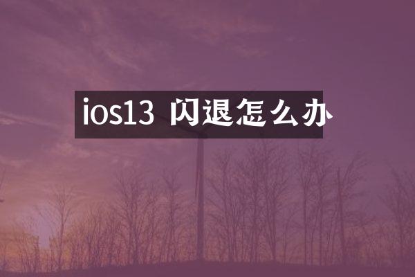ios13 闪退怎么办