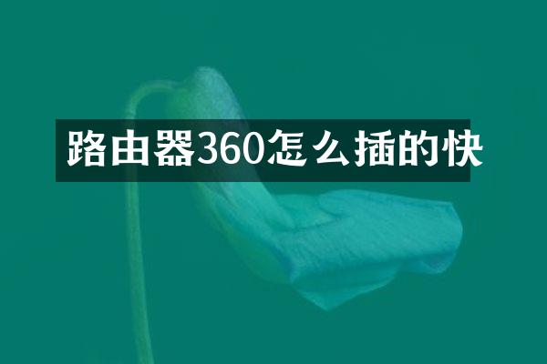 路由器360怎么插的快