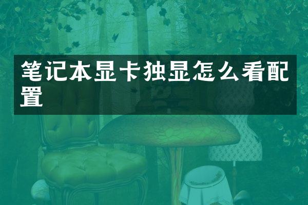 笔记本显卡独显怎么看配置