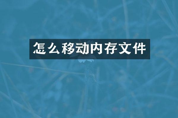 怎么移动内存文件