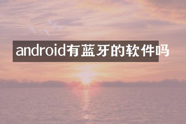 android有蓝牙的软件吗