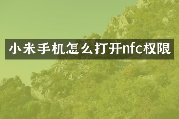 小米手机怎么打开nfc权限