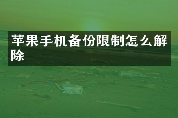 苹果手机备份限制怎么解除