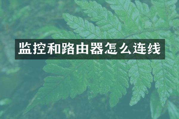 监控和路由器怎么连线