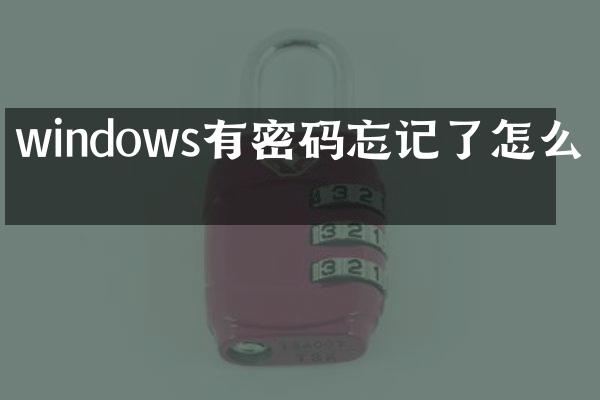 windows有密码忘记了怎么办