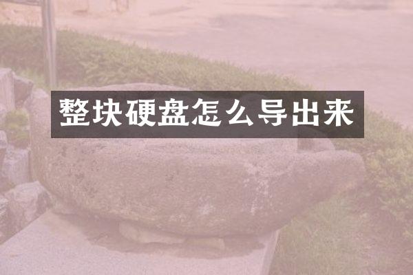 整块硬盘怎么导出来