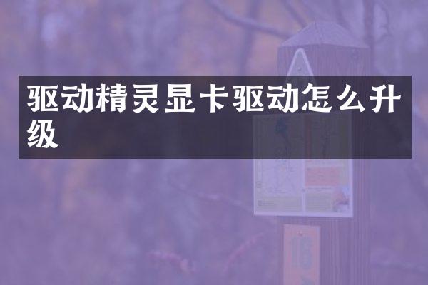 驱动精灵显卡驱动怎么升级