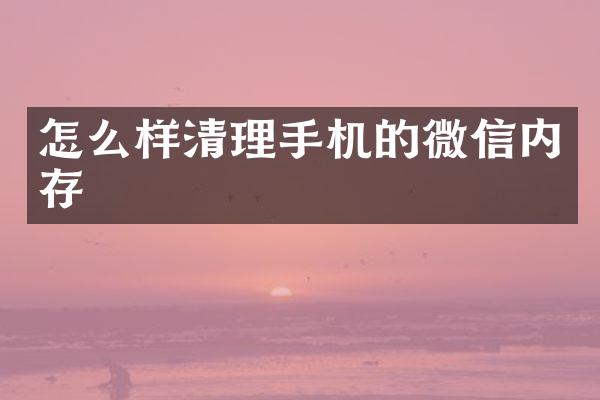 怎么样清理手机的微信内存