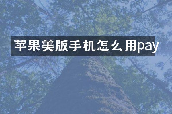 苹果美版手机怎么用pay