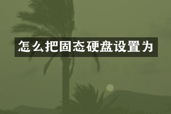 怎么把固态硬盘设置为