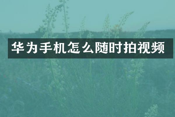 华为手机怎么随时拍视频