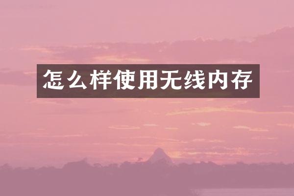怎么样使用无线内存