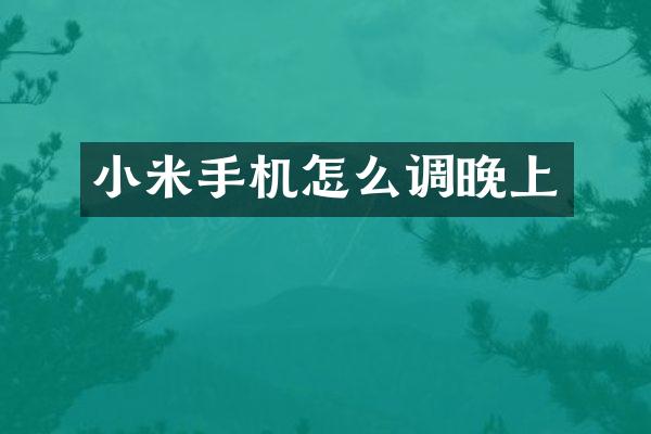 小米手机怎么调晚上