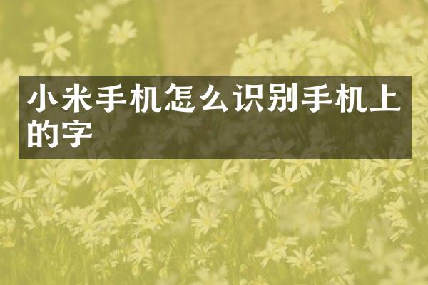 小米手机怎么识别手机上的字