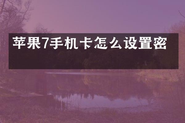 苹果7手机卡怎么设置密码