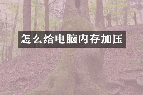 怎么给电脑内存加压