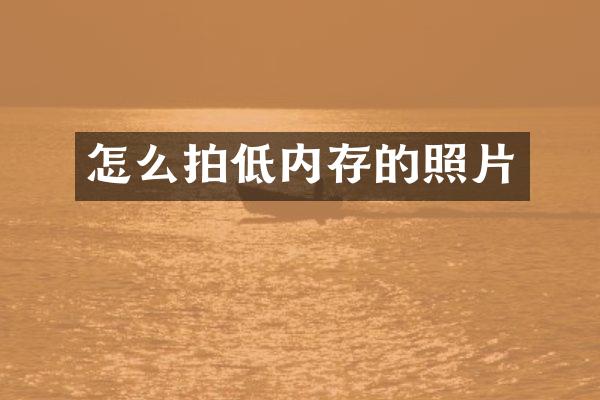 怎么拍低内存的照片