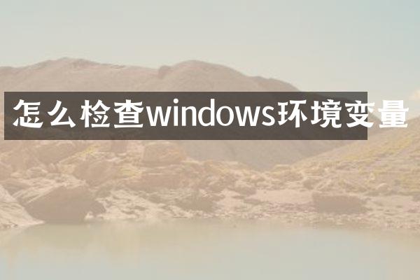 怎么检查windows环境变量