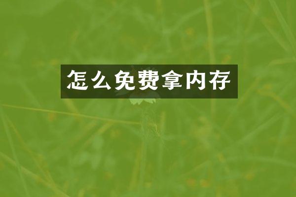 怎么免费拿内存