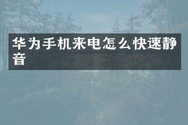 华为手机来电怎么快速静音