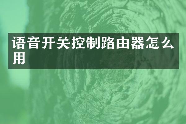 语音开关控制路由器怎么用