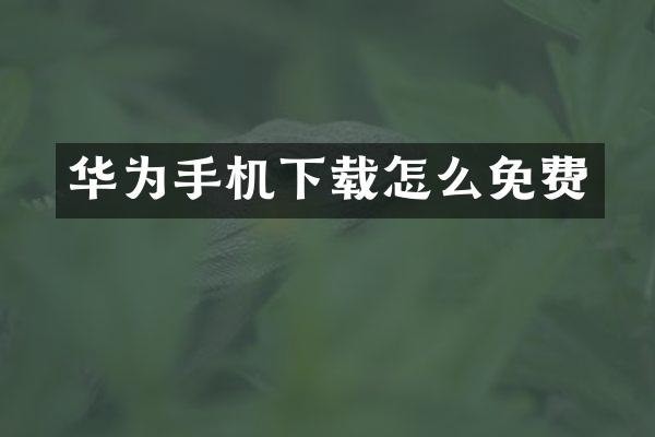 华为手机下载怎么免费
