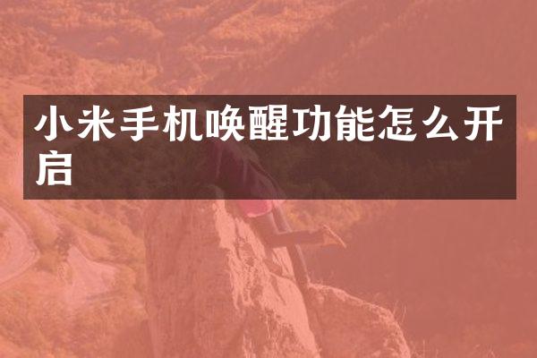 小米手机唤醒功能怎么开启
