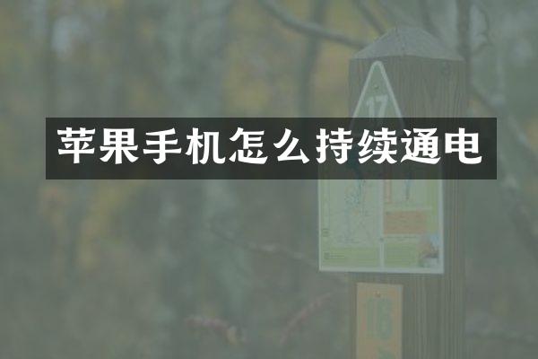 苹果手机怎么持续通电