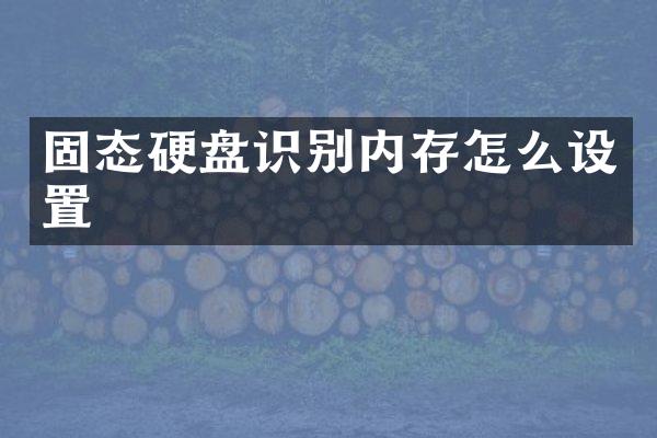 固态硬盘识别内存怎么设置