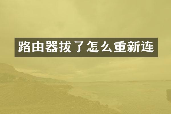 路由器拔了怎么重新连