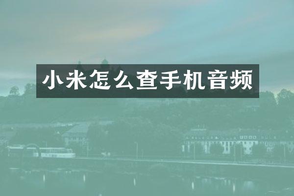 小米怎么查手机音频
