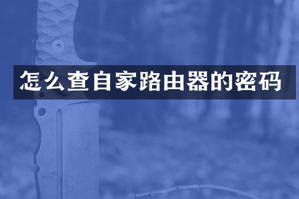 怎么查自家路由器的密码