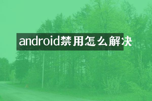 android禁用怎么解决