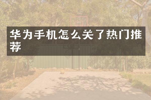 华为手机怎么关了热门推荐