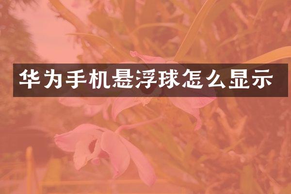 华为手机悬浮球怎么显示