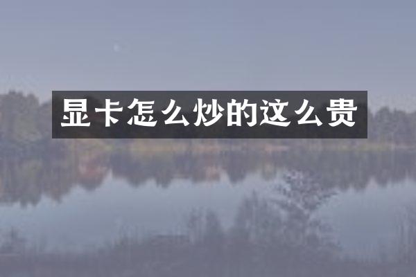 显卡怎么炒的这么贵