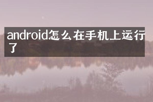 android怎么在手机上运行不了