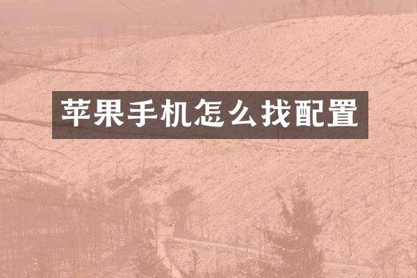 苹果手机怎么找配置