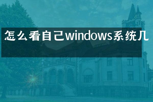 怎么看自己windows系统几位