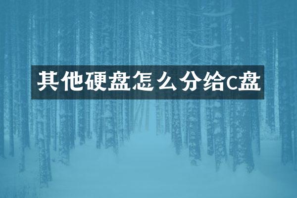 其他硬盘怎么分给c盘