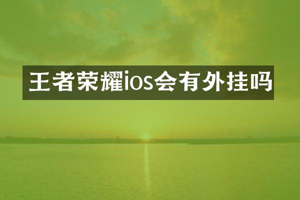 王者荣耀ios会有外挂吗