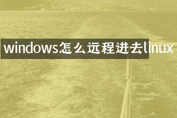 windows怎么远程进去linux