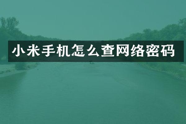 小米手机怎么查网络密码