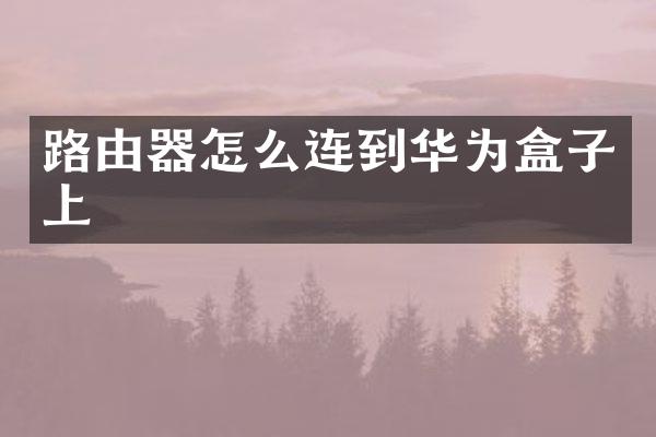 路由器怎么连到华为盒子上