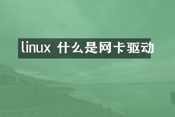 linux 什么是网卡驱动