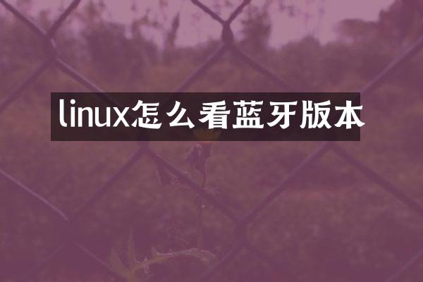 linux怎么看蓝牙版本
