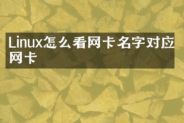 Linux怎么看网卡名字对应的网卡